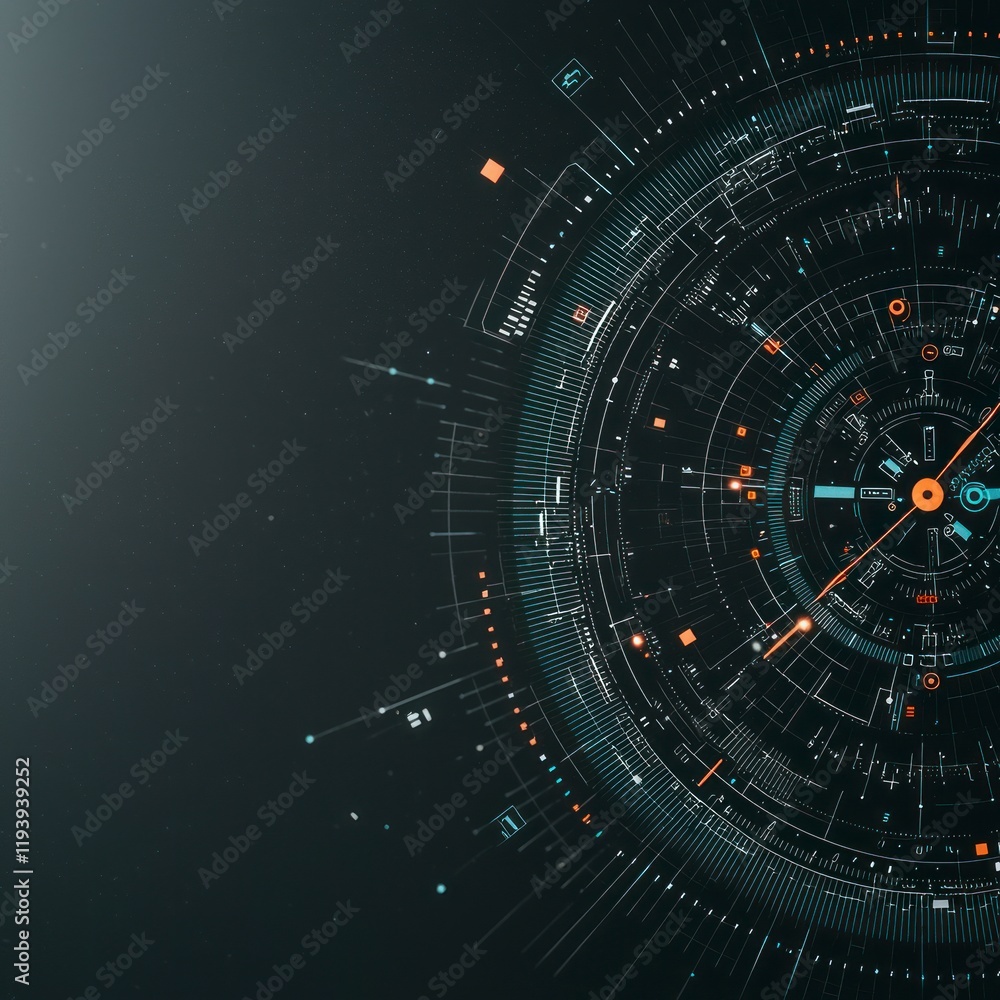 Poster futuristic teal tech hud background abstract gears cogs digital interface