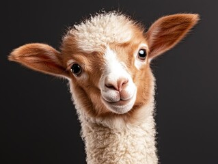 Fototapeta premium Close-up of an adorable fluffy lamb looking at the camera