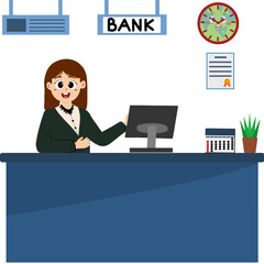 Vector illustration of a bank day. Bank card or credit application. Banking Service Set, Bank Managers and Clients, People Standing at the Bank Office and Making Financial Operations  Illustration