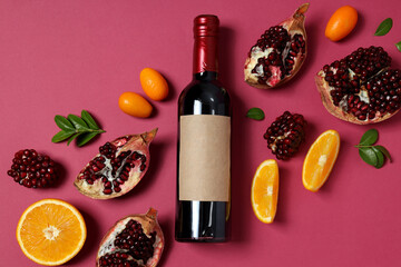 Pomegranate wine, concept of delicious alcohol drink