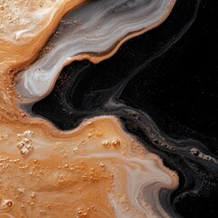 Abstract fluid art painting with gold and black colors