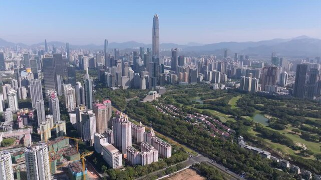 Aerial view of Shenzhen cityscape 