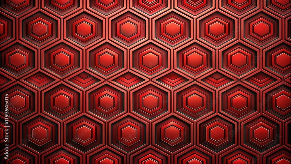 Poster intricate red hexagonal pattern a geometric abstract background