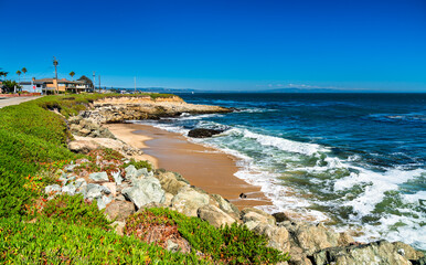 Fototapeta premium Coastal Cliffs and Blue Ocean Waves in Santa Cruz - California, United States