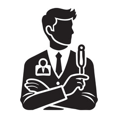 Social Worker Silhouette Vector Illustration, Solid White Background.