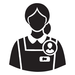 Social Worker Silhouette Vector Illustration, Solid White Background.