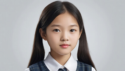 Portrait of asian schoolgirl. Generative AI