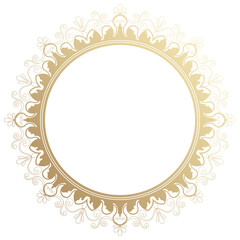 Circle, Abstract Vintage Golden Floral Frame, Luxury Flowers, Gradient Gold Border