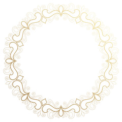 Circle, Abstract Vintage Golden Floral Frame, Luxury Flowers, Gradient Gold Border