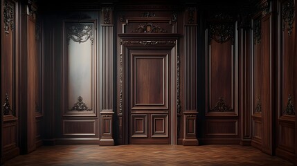 Elegant Dark Wood Paneled Room Interior Design