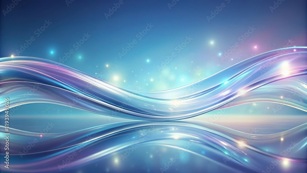 Poster Abstract Serene Blue Waves with Glimmering Lights and Reflective Surface