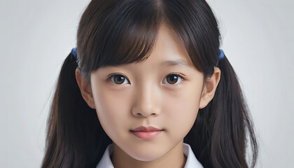 Portrait of asian schoolgirl. Generative AI