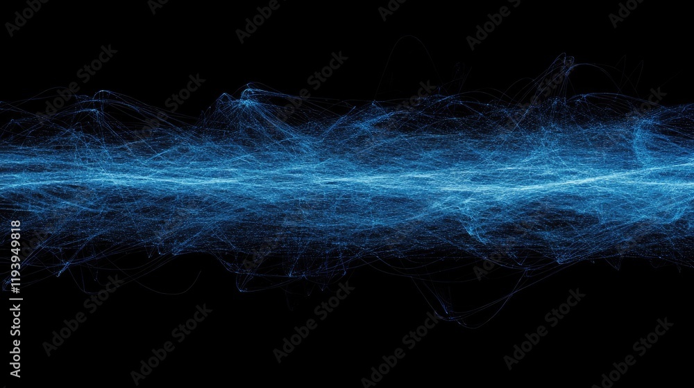 Aufkleber Abstract blue network lines forming a digital web, symbolizing connectivity, data transmission, and technological progress on a dark background