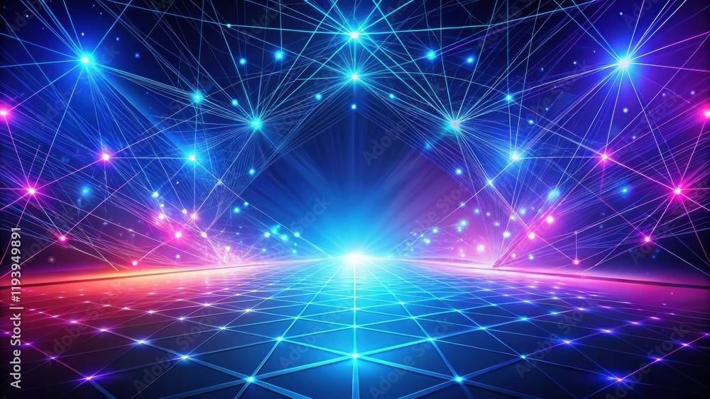 Poster abstract futuristic network connection background with glowing lines and nodes