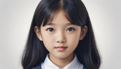 Portrait of asian schoolgirl. Generative AI