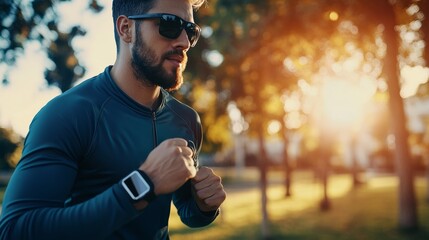 A fitness enthusiast monitoring workout progress with wearable fitness trackers, Personal fitness scene, Active lifestyle style