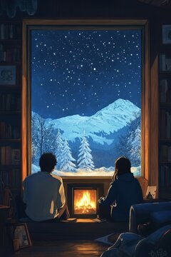 Cozy Couple in Studio Ghibili Style