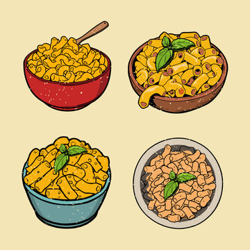 Set of macaroni cheese colorful