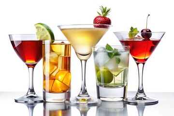 Classic Cocktails: Minimalist White Background Photography - High-Resolution Images
