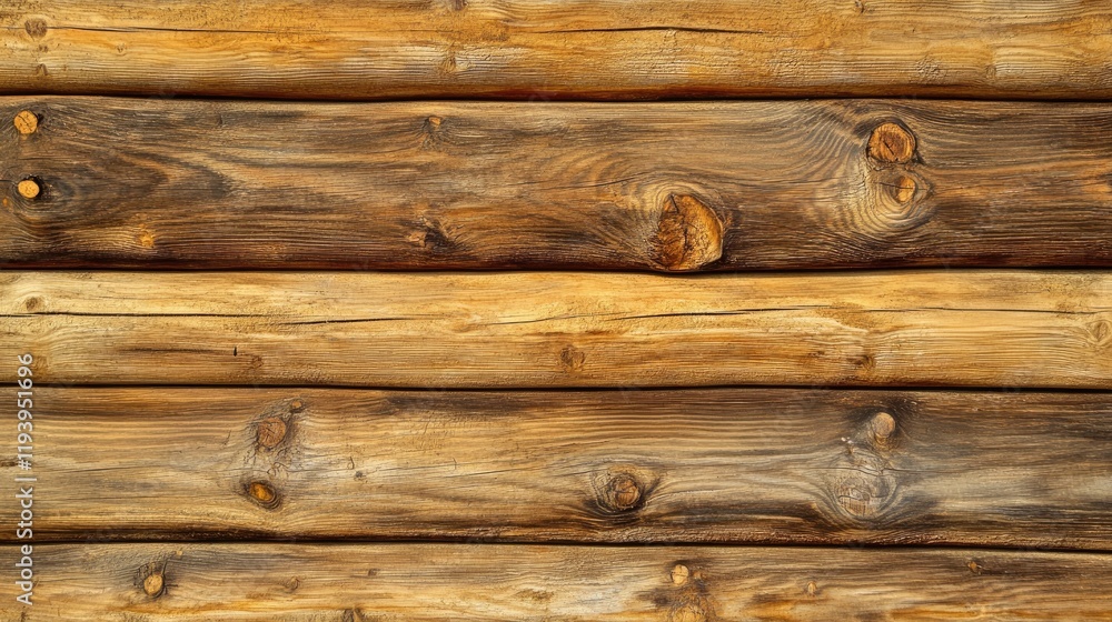 Aufkleber Close-up of stacked pine logs with visible wood grain texture, creating a rustic lumber background perfect for nature or construction themes.