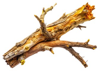 Fototapeta premium Dry Branch Tree Isolated, High-Resolution 4K Stock Photo, White Background, Nature Photography, Dead Tree Branch, Winter Tree, Detailed Branch, Realistic Branch, Isolated Tree Branch