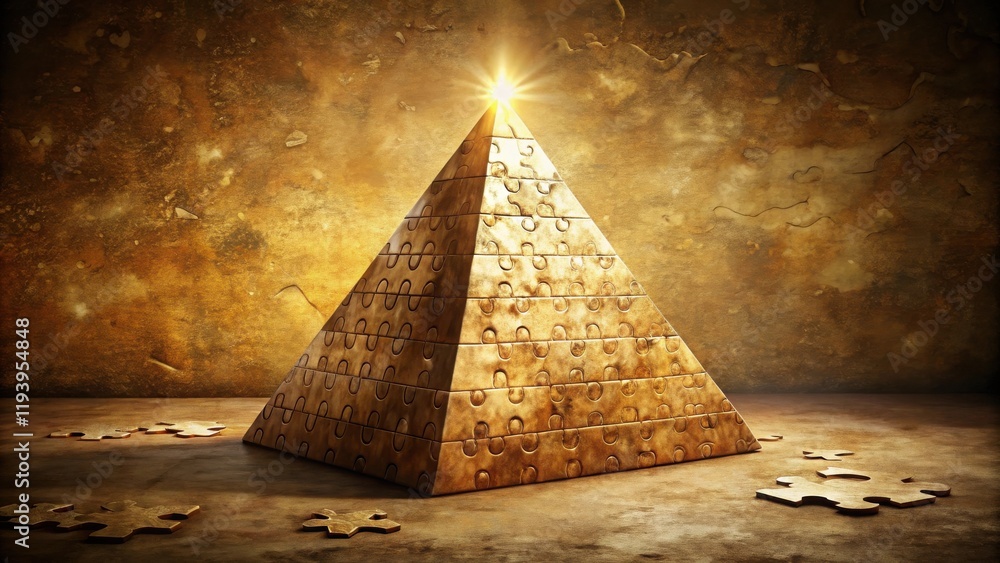 Poster golden pyramid puzzle a symbol of achievement and problem solving