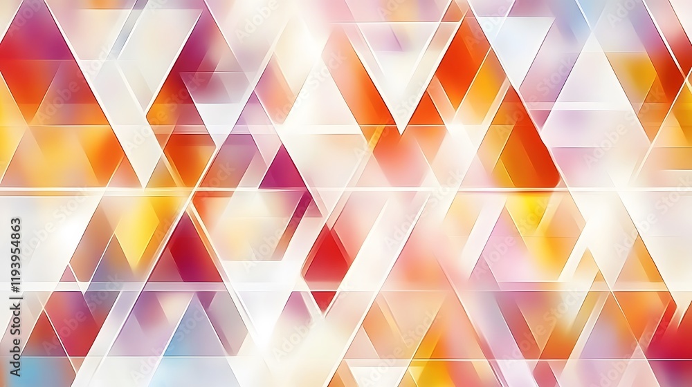 Poster abstract geometric pattern with warm hues and triangles