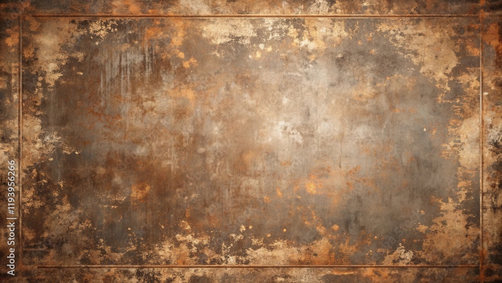 Poster Rustic Brown Grunge Texture with a Distressed Metal Frame Ideal for Backgrounds and Design Projects