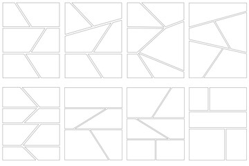 Set of templates for manga comic panels. Comic or Manga background frames and panels, designed for use by mangaka or comic artists.