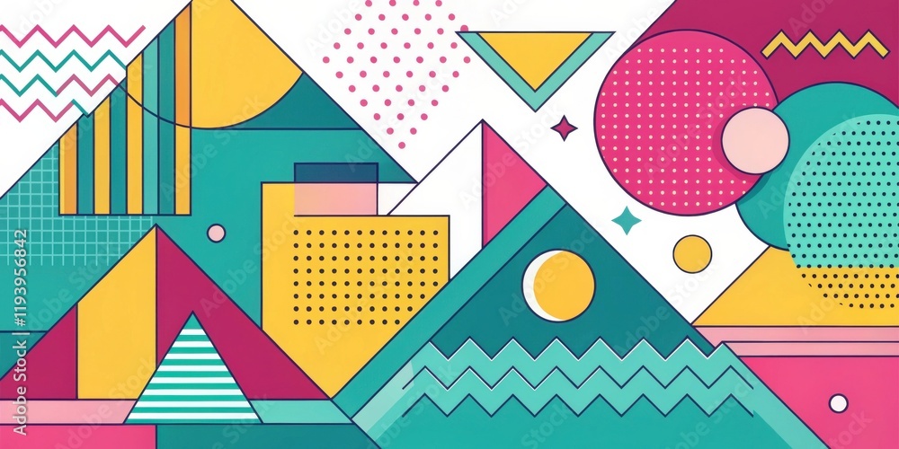 Poster vibrant geometric shapes abstract background design with bold colors and patterns