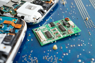 Repairing and upgrade mobile phone, electronic, computer hardware and technology concept.
