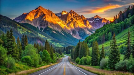 Breathtaking Low Light View of San Juan Mountains in Silverton, Colorado - Summer Morning from Empty Highway to Durango, Scenic Nature Landscape Photography