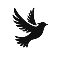 Fototapeta premium Schwarz-weiße Silhouette eines fliegenden Vogels – KI generiert