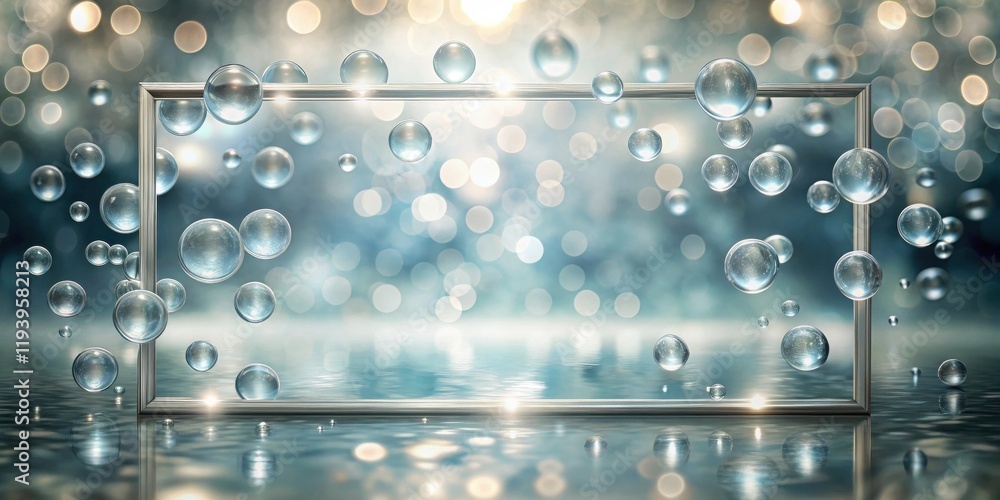 Aufkleber Reflective Frame Enclosing Floating Spheres in a Dreamlike Setting
