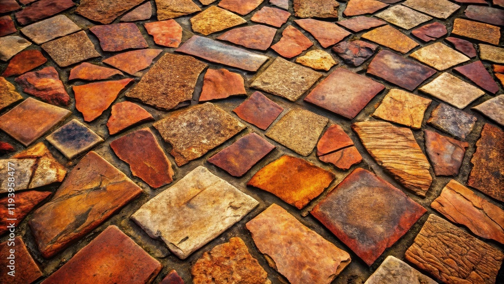 Poster rustic irregular stone pavement texture a detailed view of varied earth tones and shapes