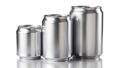 Minimalist Aluminum Can Photography: Isolated Set of Recyclable Cans