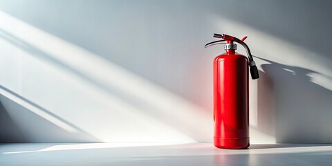 Minimalist Fire Extinguisher White Background - Safety Equipment Photography