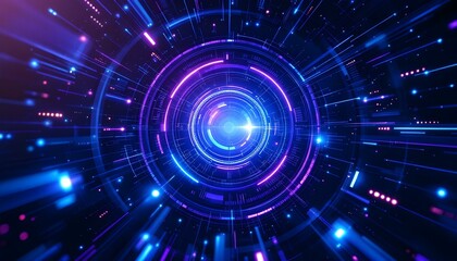 Obraz premium Advanced Digital Interface with Glowing Circles, Representing Futuristic Technology