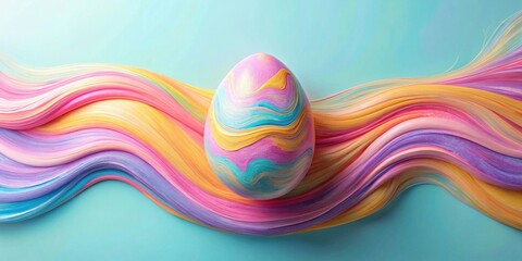 Obraz premium Abstract Pastel Swirls and a Marbled Orb A Colorful Composition