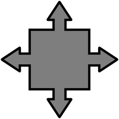 四方向矢印吹き出し（グレー）