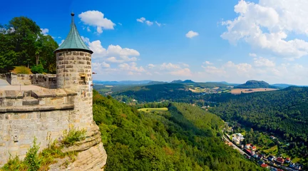 Panoramic view of Konigstein Fortress in Saxon Switzerland National Park, Saxony, Germany