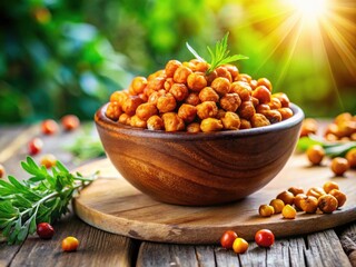 Naklejka premium Paprika Roasted Chickpeas: Healthy Snack & Salad Topping Recipe Image