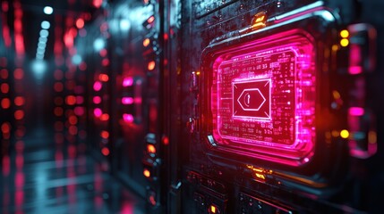 Obraz premium Futuristic circuit board with glowing elements.
