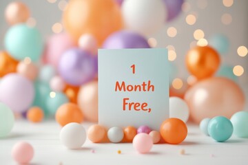 A sleek, gradient-themed voucher offering â€œ1 Month Free,â€ with a minimal design and no distractions