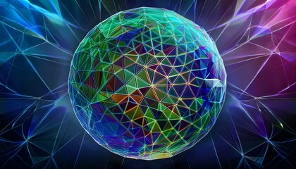 Naklejka premium Abstract iridescent sphere against a vibrant backdrop.