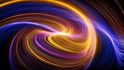 Obraz premium Abstract swirling vortex of vibrant gold, purple, and blue energy.