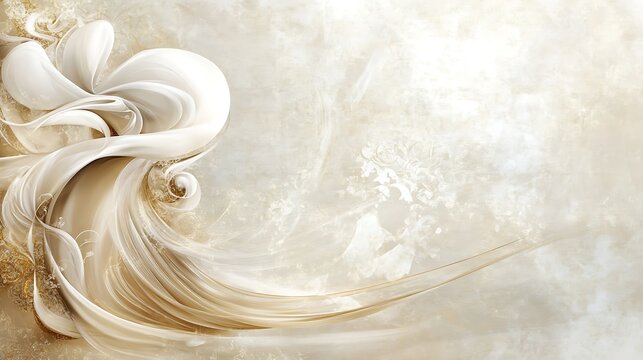 Fototapeta Abstract Beige and White Floral Swirl Design