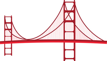 Red Graphic of a Suspension Bridge