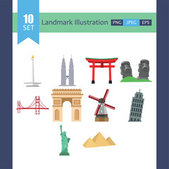World Landmarks Illustration Set