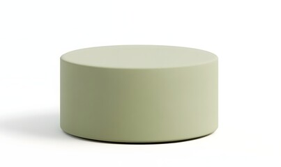 Cylindrical light green ottoman, isolated on white background.